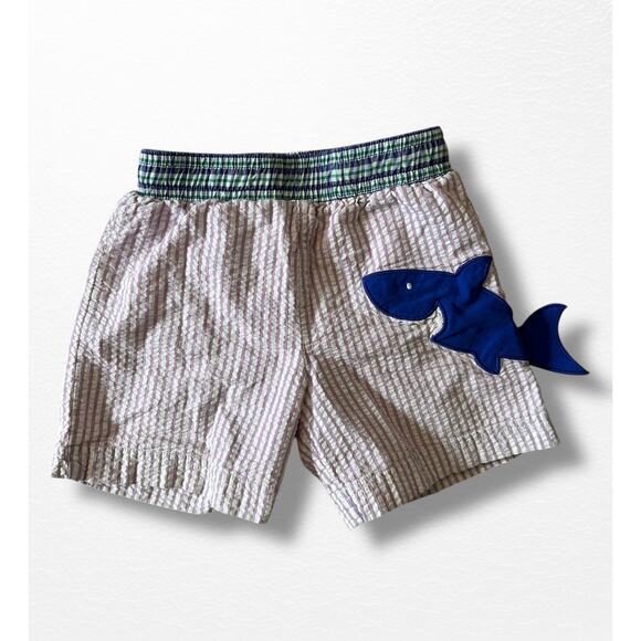 Florence Eiseman Seersucker Trunks With Shark Appliqué, Size 2T - Picture 6 of 7